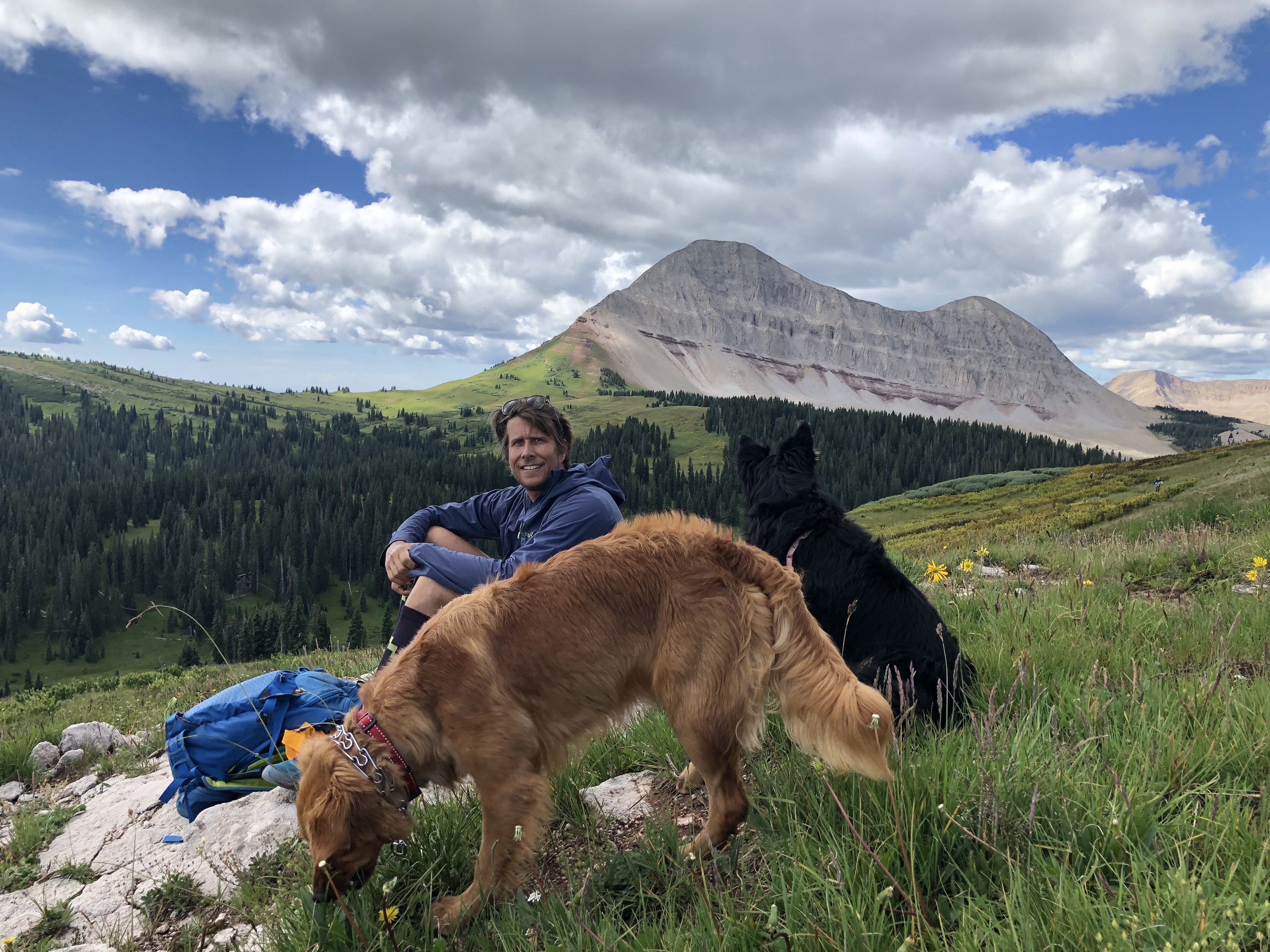 Brian with his dogs in the San Juan Mountains