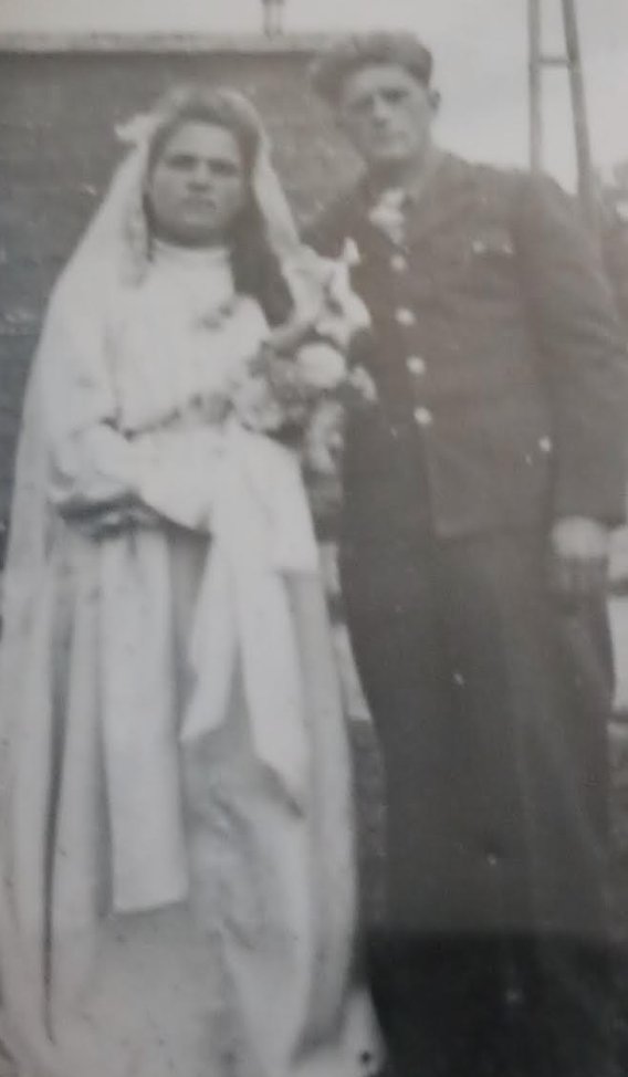 Wiktor and Julia Kulkowski at their wedding in a displaced persons camp, Germany