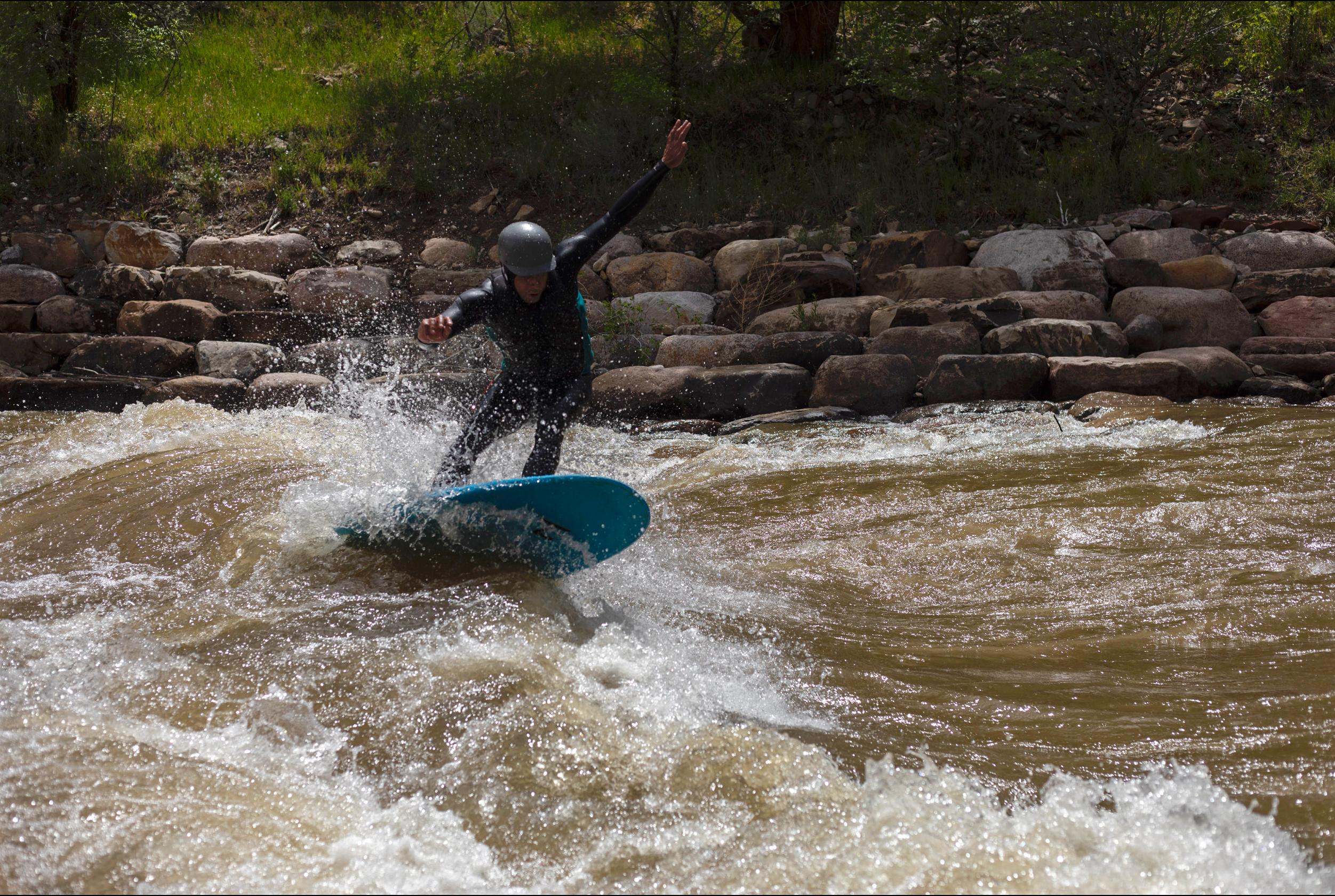 Brian river surfing on the Animas River